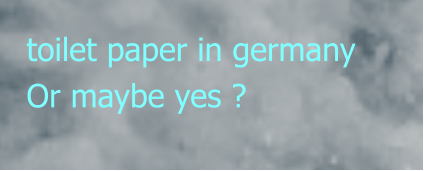 toilet paper in germany Or maybe yes ?